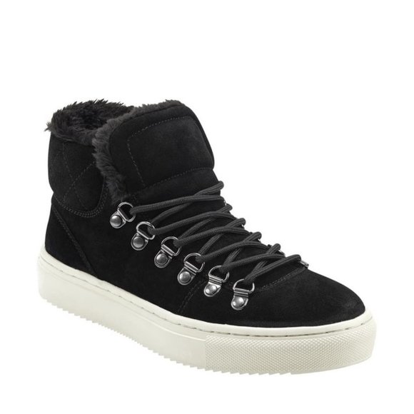 Marc Fisher  Faux Fur Trim High Top Sneaker - Picture 1 of 7